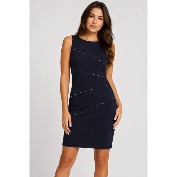 Michael Kors Dresses & Skirts - Michael Kors Size 12 Navy Studded Sheath Dress Sleeveless Career Cocktail